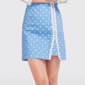 Drape James Blue Polka Dot Skirt
